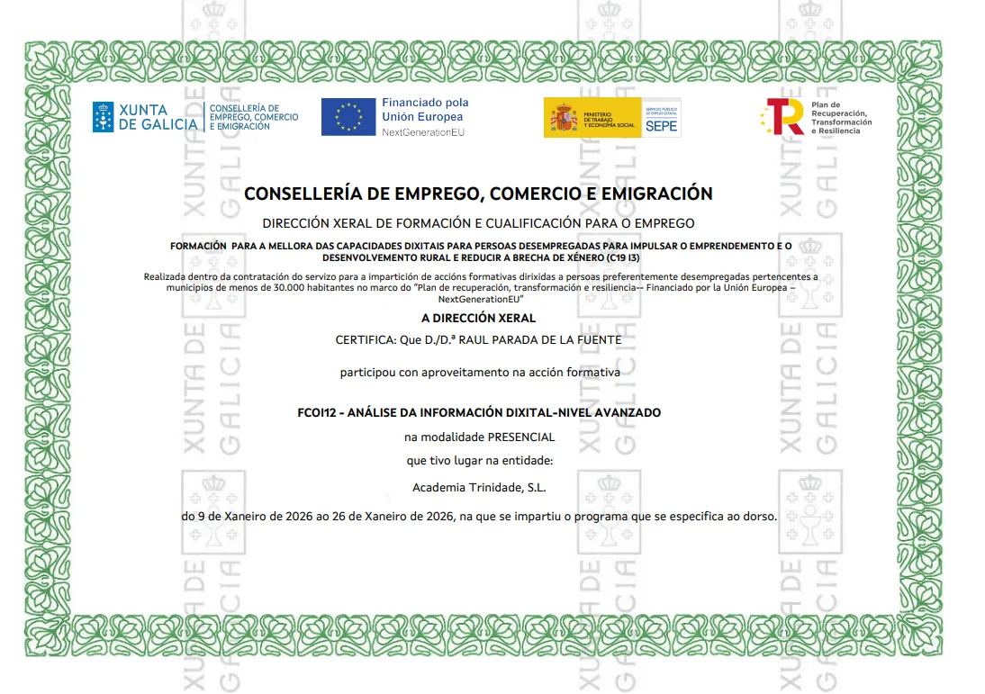 Certificado: FCOI12 - Análisis de Información Digital
